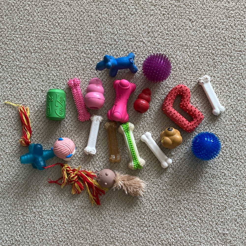 Dog Toy Bundle 18 Count Squeaker Chew Play For Medium Dogs 25 Pounds+ EUC